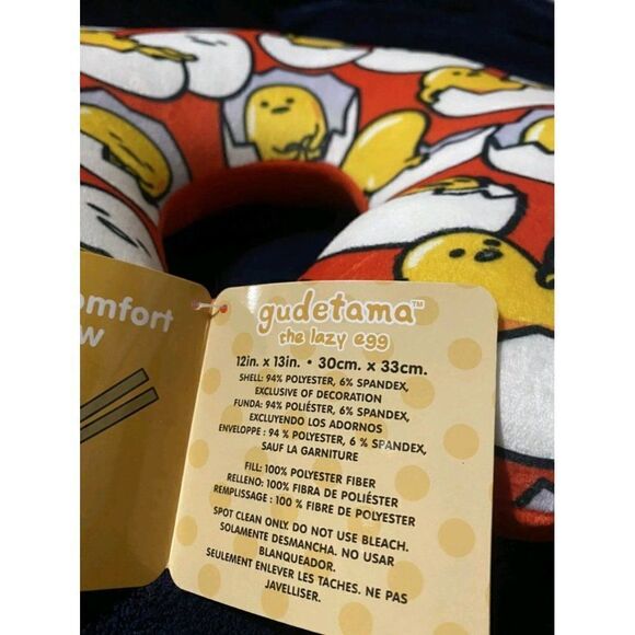 Sanrio Gudetama The Lazy Egg Neck Pillow, Soft Contoured Travel Cushion, Orange - Picture 2 of 3